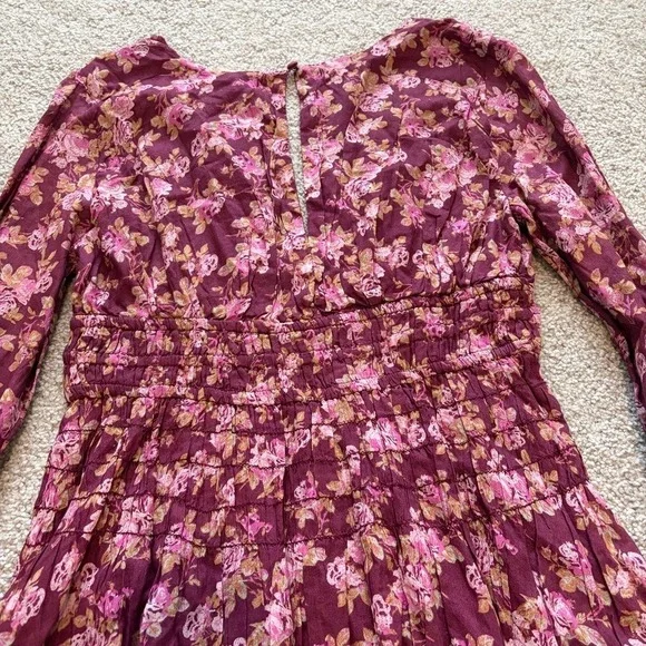 Free People Keep You Mine Dress Womens S Purple Floral Boho Cottagecore Romantic - Picture 7 of 7